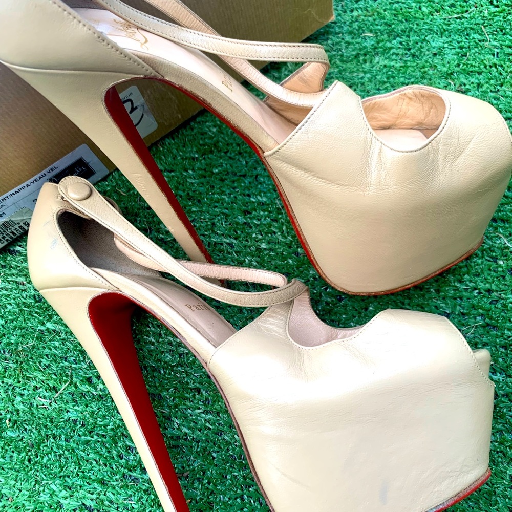 Christian Louboutin red bottom 7 1/2 open toe Platform shoe